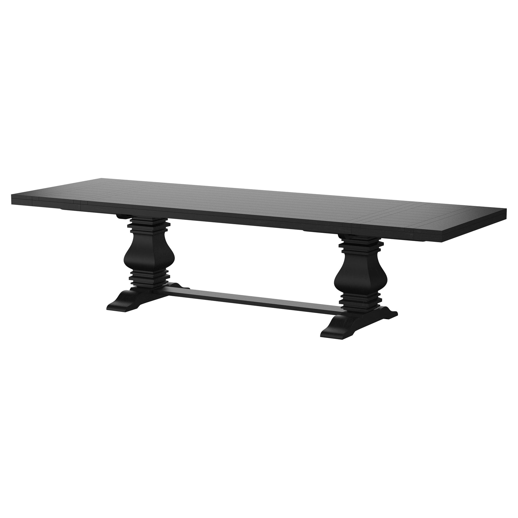 Florence Distressed Black Rectangular Dining Room Table w/ 16" Leaf - Ornate Home