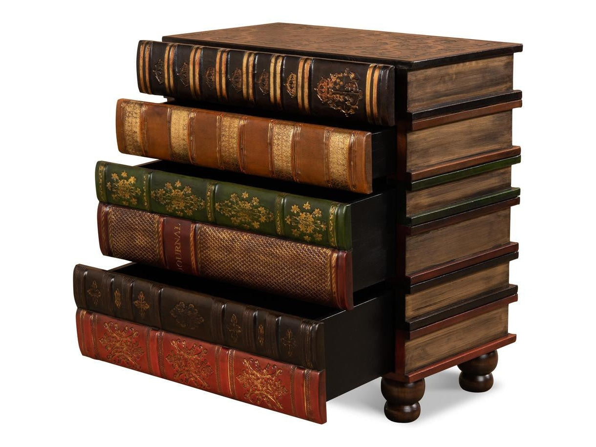 Florentine Multi Color Books Chairside Chest - Ornate Home