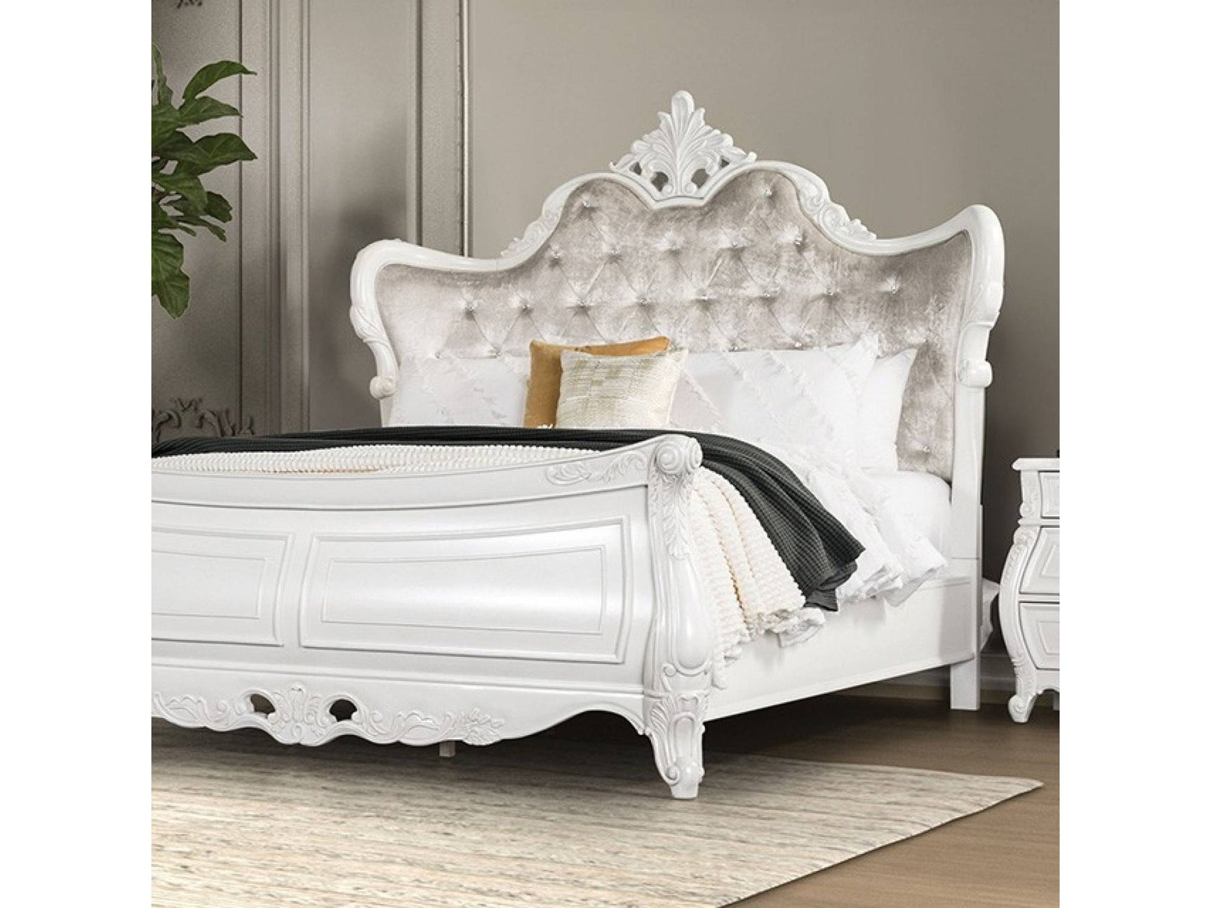 Florentino White Eastern King Bed - Ornate Home
