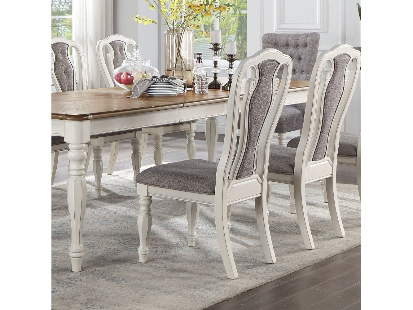 Florian Gray & Antique White Side Chair (Set of 2) - Ornate Home