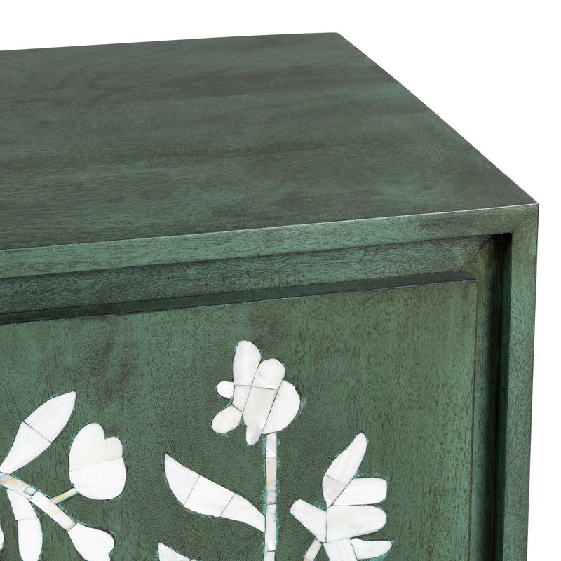 Flourish Green/White Two-Door Cabinet - Ornate Home
