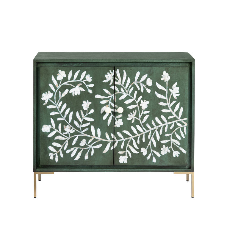 Flourish Green/White Two-Door Cabinet - Ornate Home