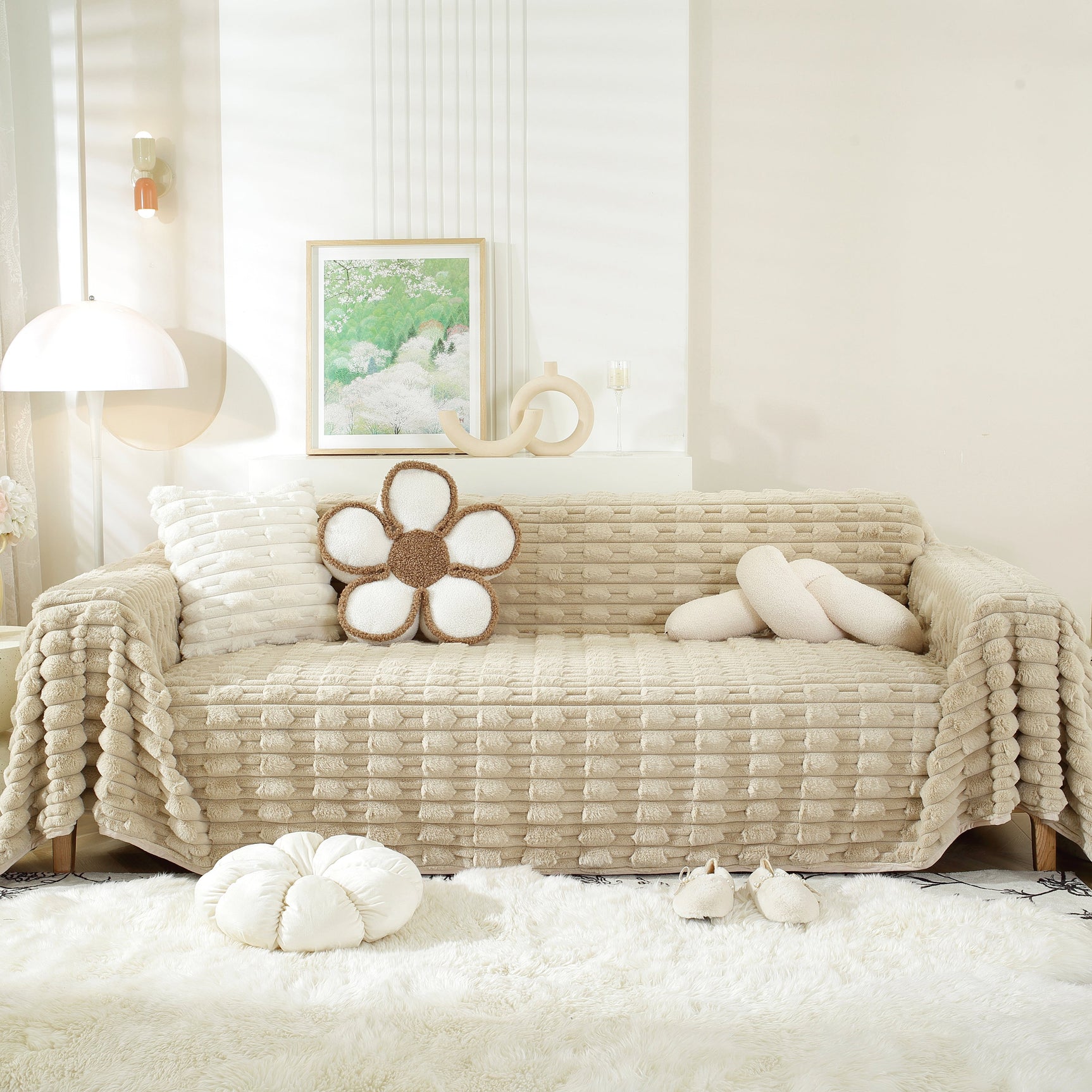 Fluffy Faux Fur Couch Cover Plush Sofa Throw, Warm & Stylish Sofa Protector - Ornate Home