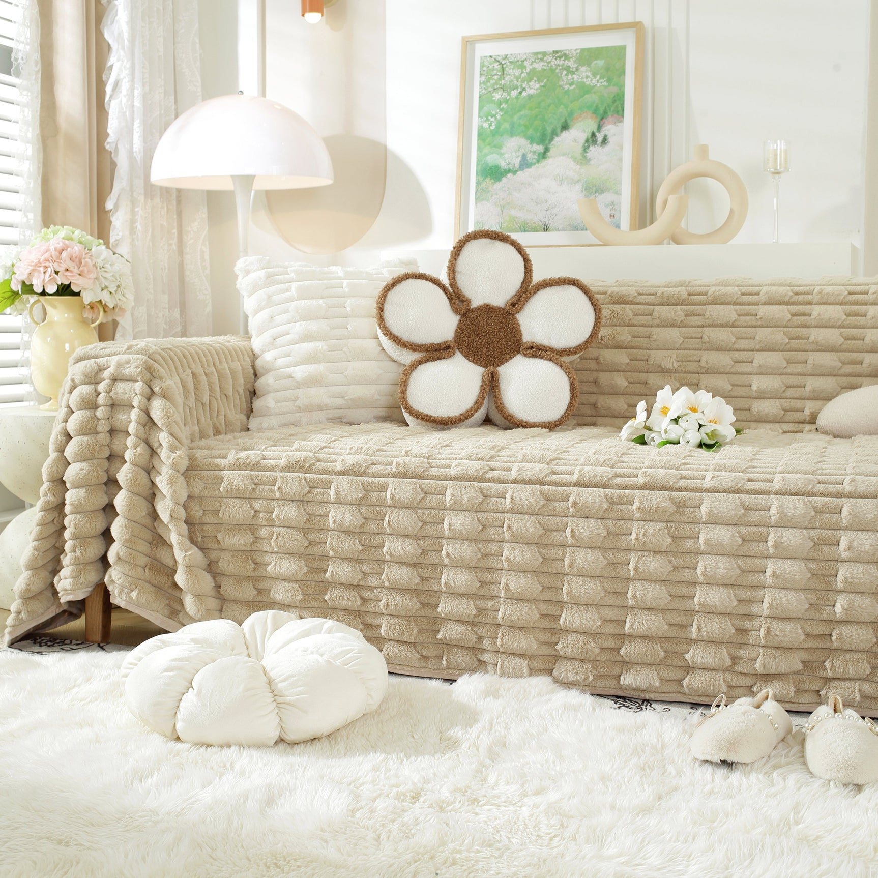 Fluffy Faux Fur Couch Cover Plush Sofa Throw, Warm & Stylish Sofa Protector - Ornate Home