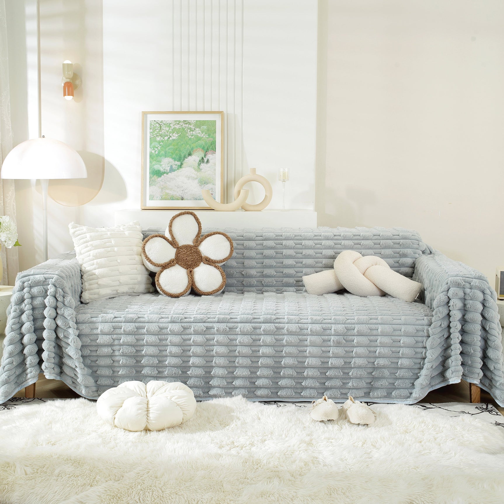 Fluffy Faux Fur Couch Cover Plush Sofa Throw, Warm & Stylish Sofa Protector - Ornate Home