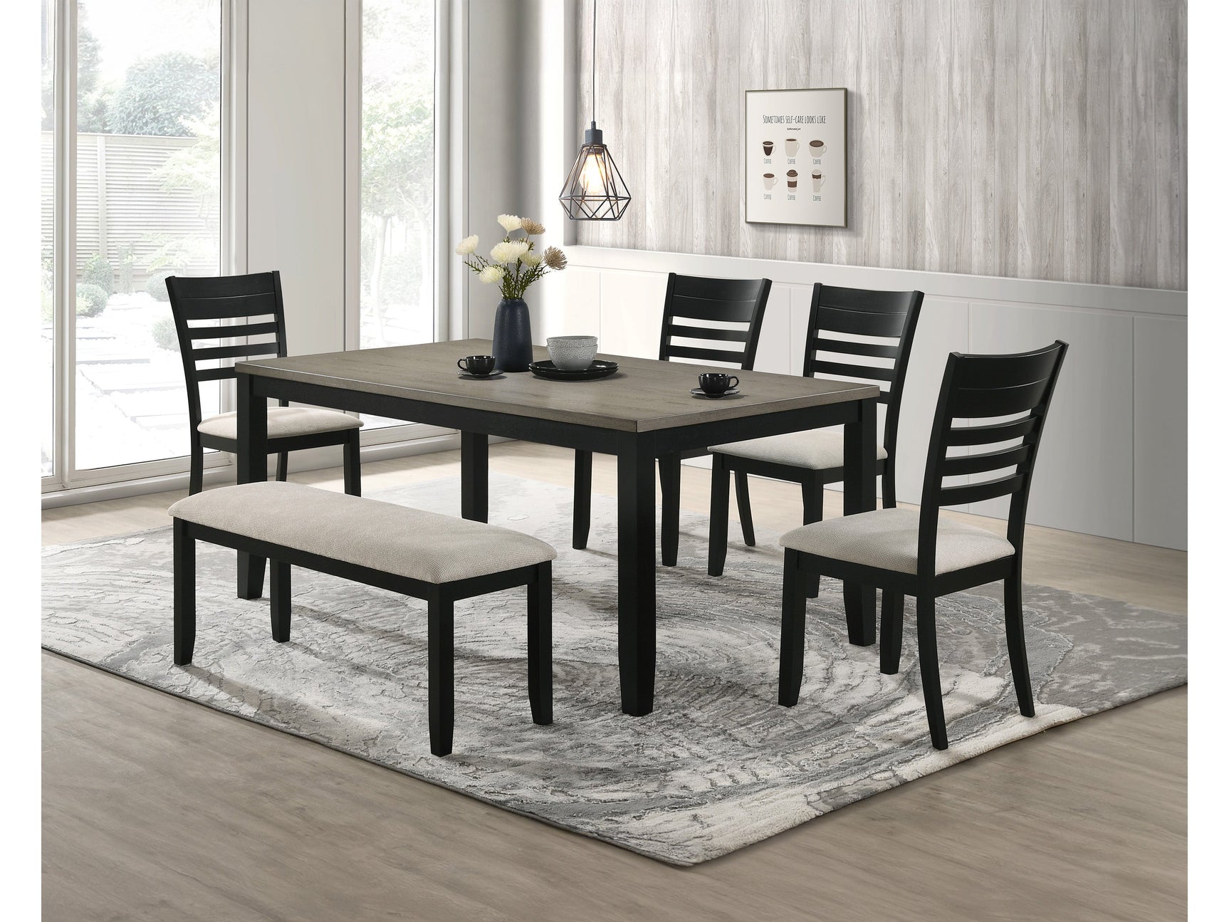 Folio Black/Neutral Dining Set - Ornate Home