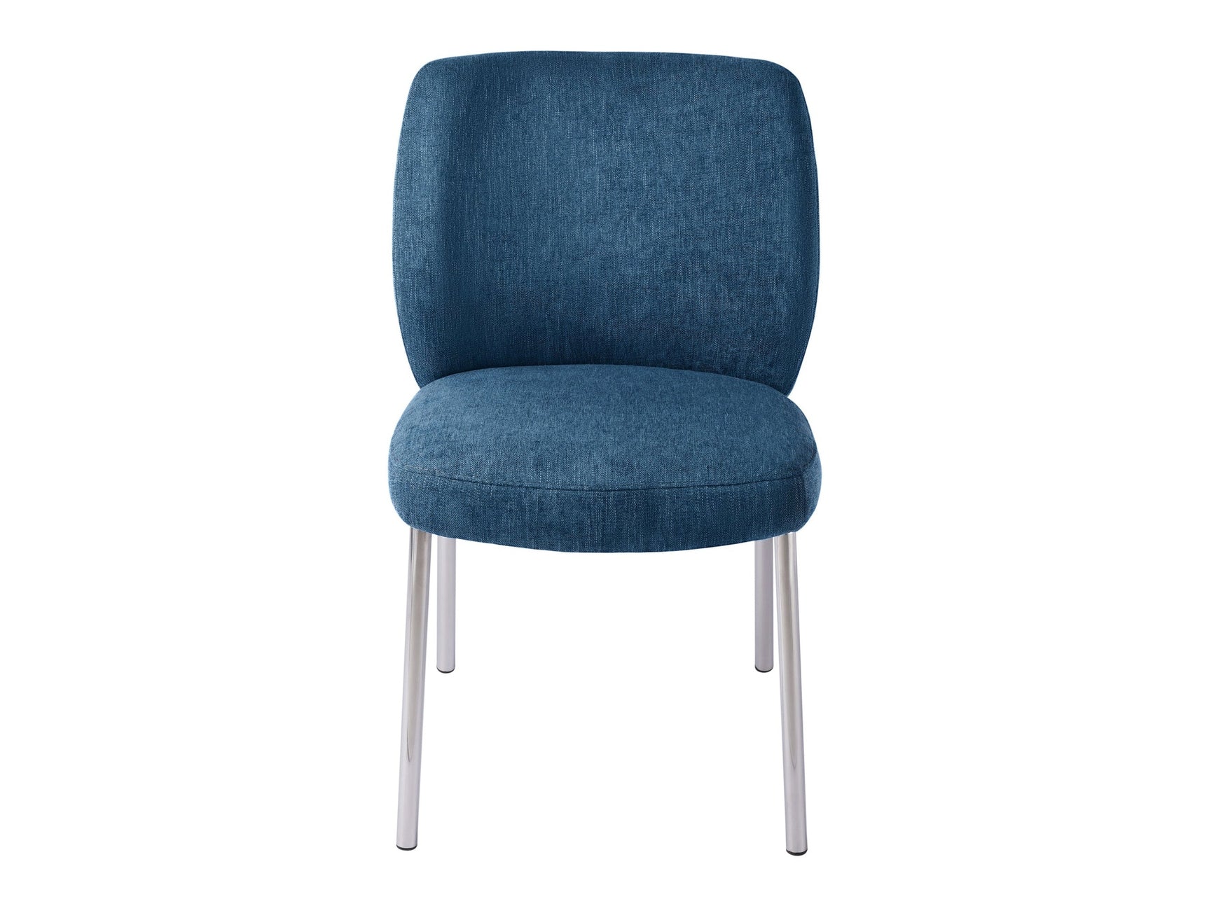 Fomo Chenille-upholstered Stainless Steel Base Dining Chair in Azure (Set of 2) - Ornate Home