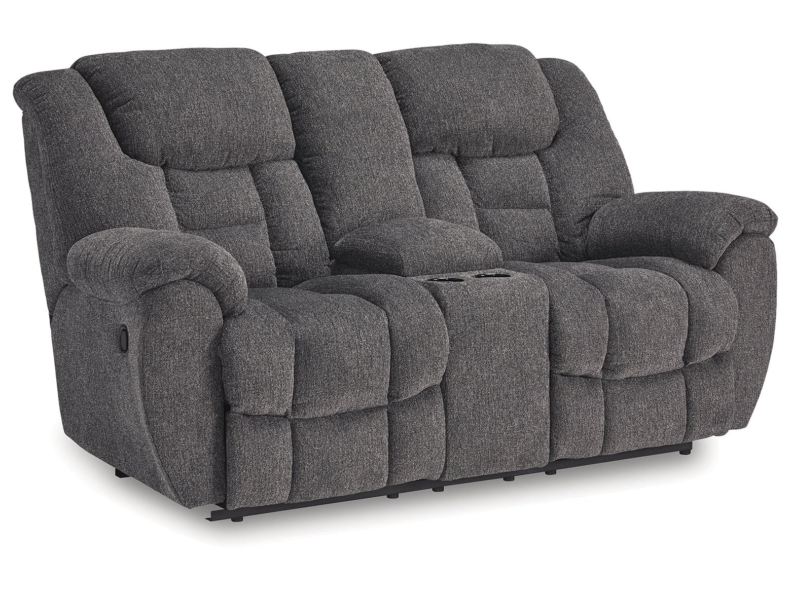 Foreside Charcoal Reclining Loveseat w/Console - Ornate Home