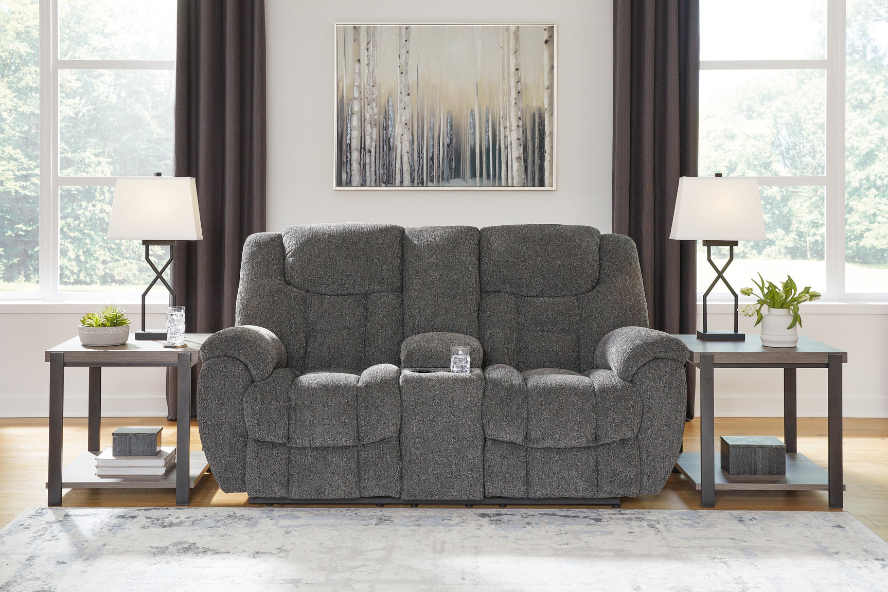Foreside Charcoal Reclining Sofa and Loveseat (Online Special Price) - Ornate Home