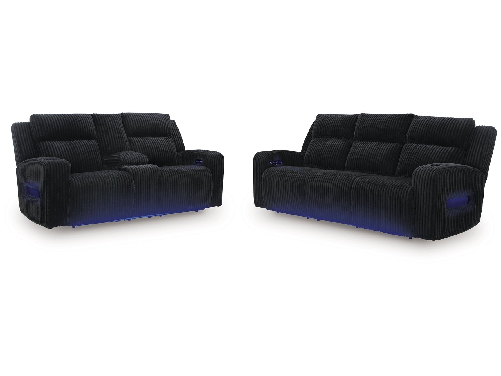 Forest Lake Black Power Reclining Sofa and Loveseat - Ornate Home