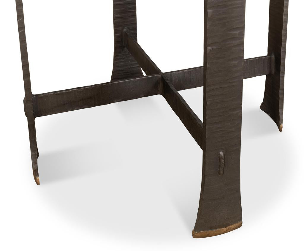 Forged Slats Grey Side Table - Ornate Home