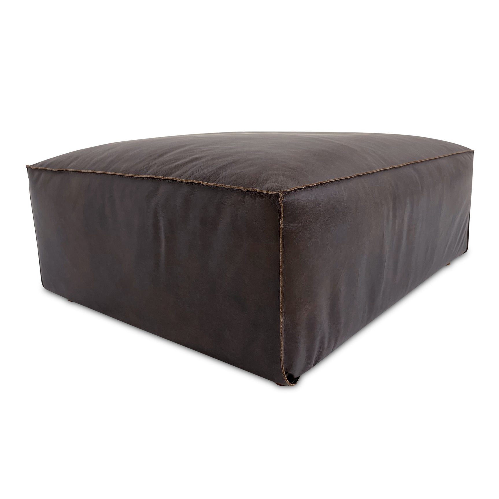 Form Espresso Brown Leather Ottoman - Ornate Home
