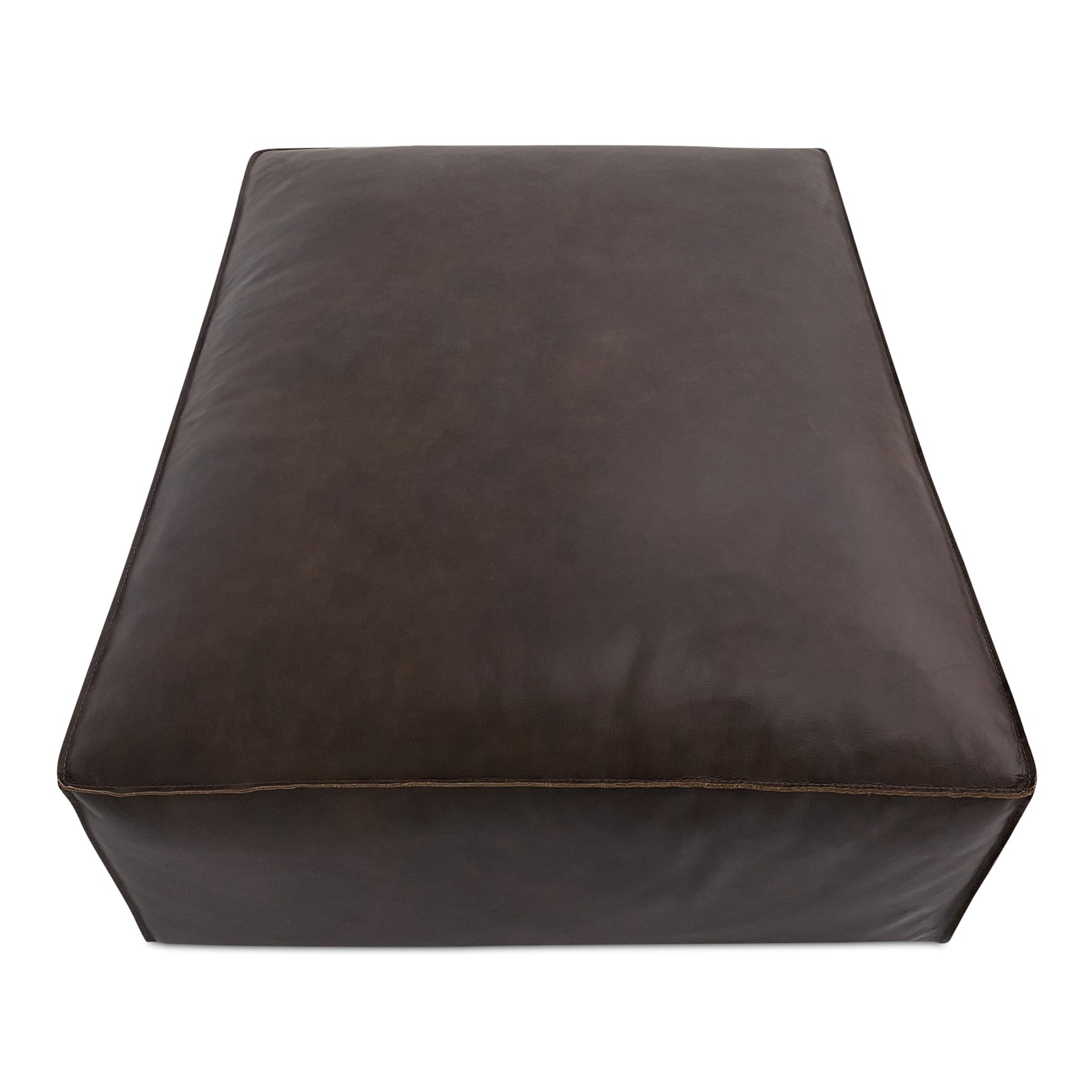 Form Espresso Brown Leather Ottoman - Ornate Home