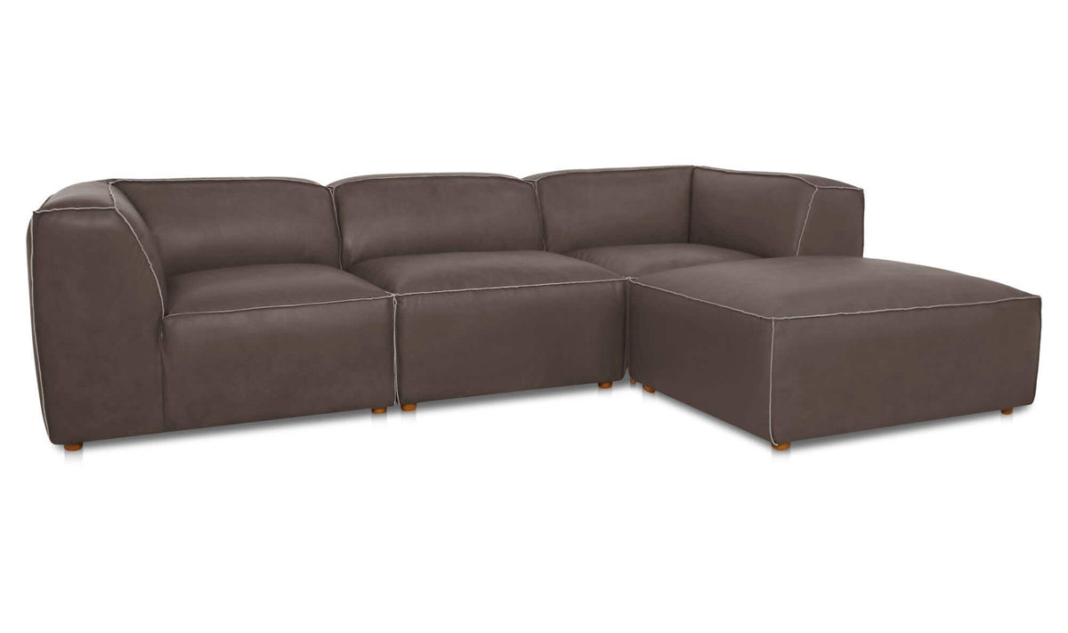 Form Slate Brown Leather Lounge Modular Sectional - Ornate Home