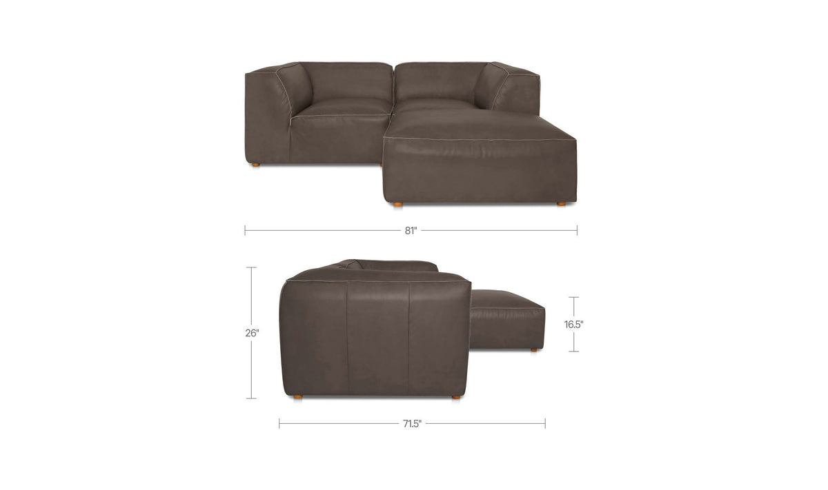Form Slate Brown Leather Nook Modular Sectional - Ornate Home