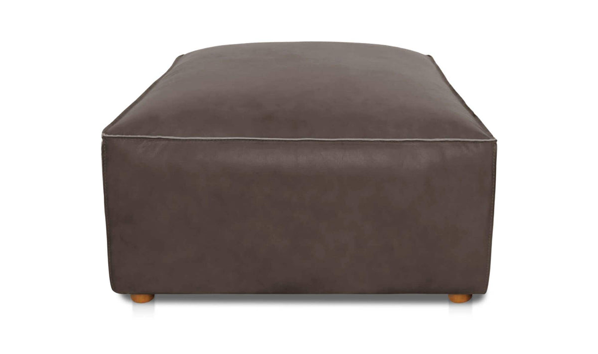 Form Slate Brown Leather Ottoman - Ornate Home