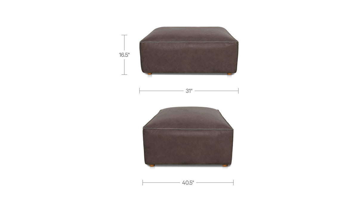 Form Slate Brown Leather Ottoman - Ornate Home