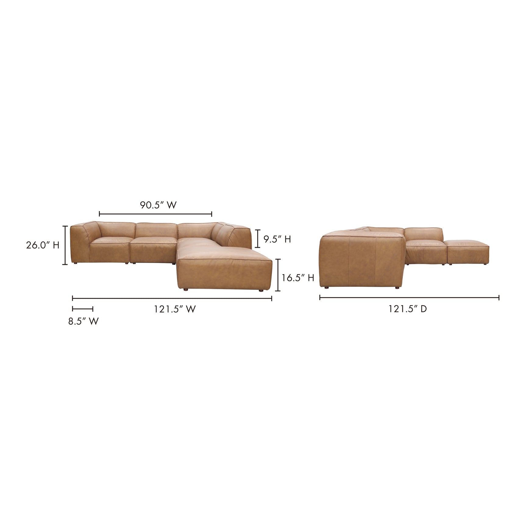 Form Tan Leather Dream Modular Sectional - Ornate Home