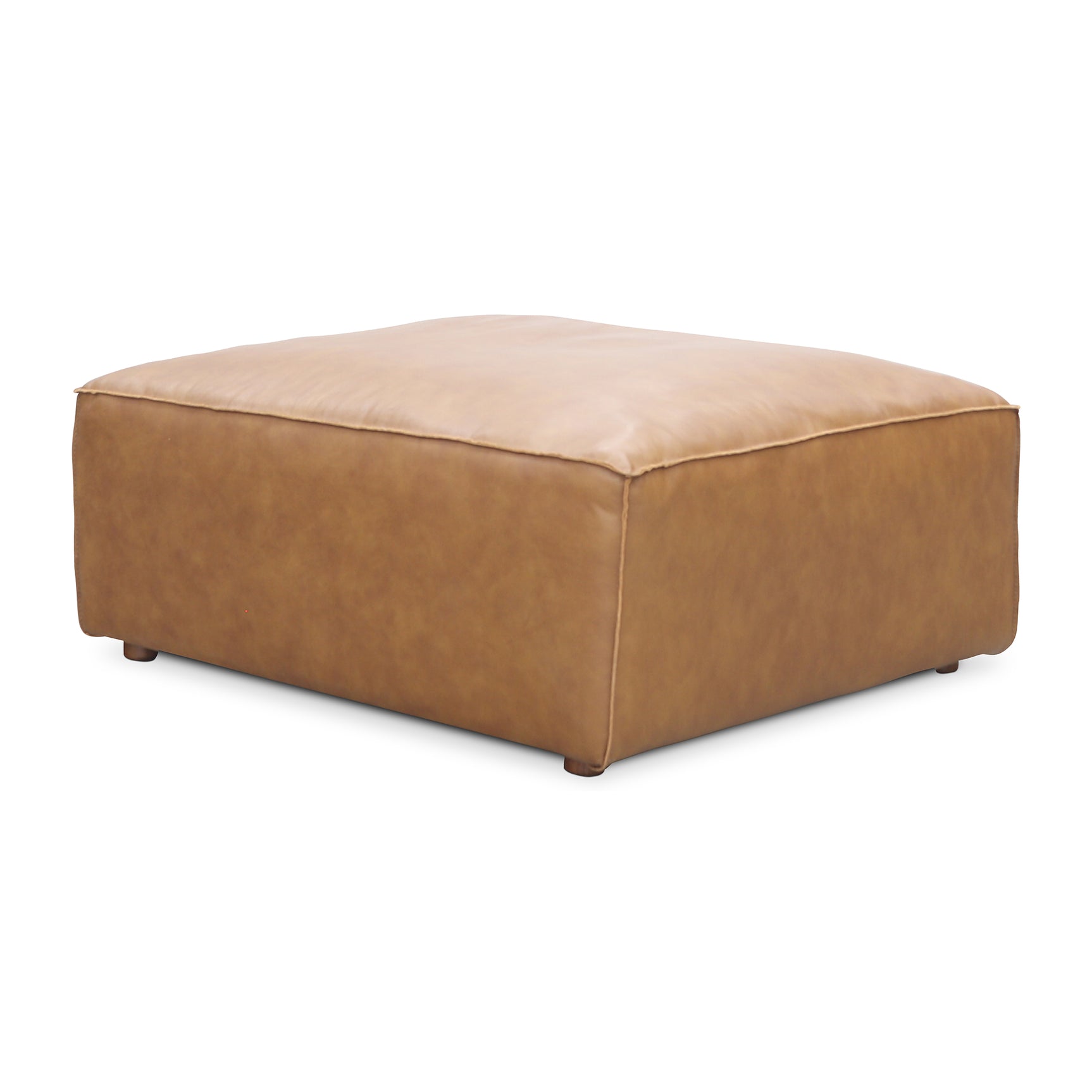 Form Tan Leather Ottoman - Ornate Home