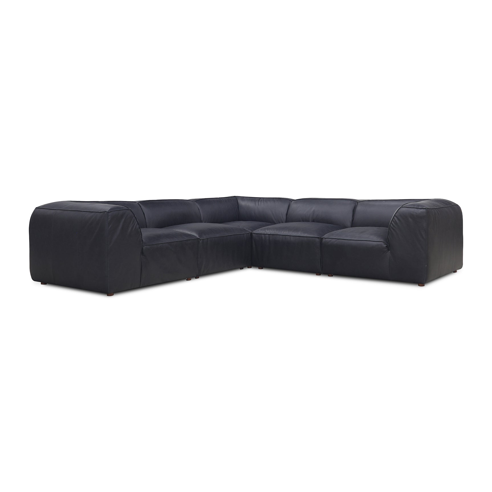 Form Vantage Black Leather Classic L Shaped Modular Sectional - Ornate Home