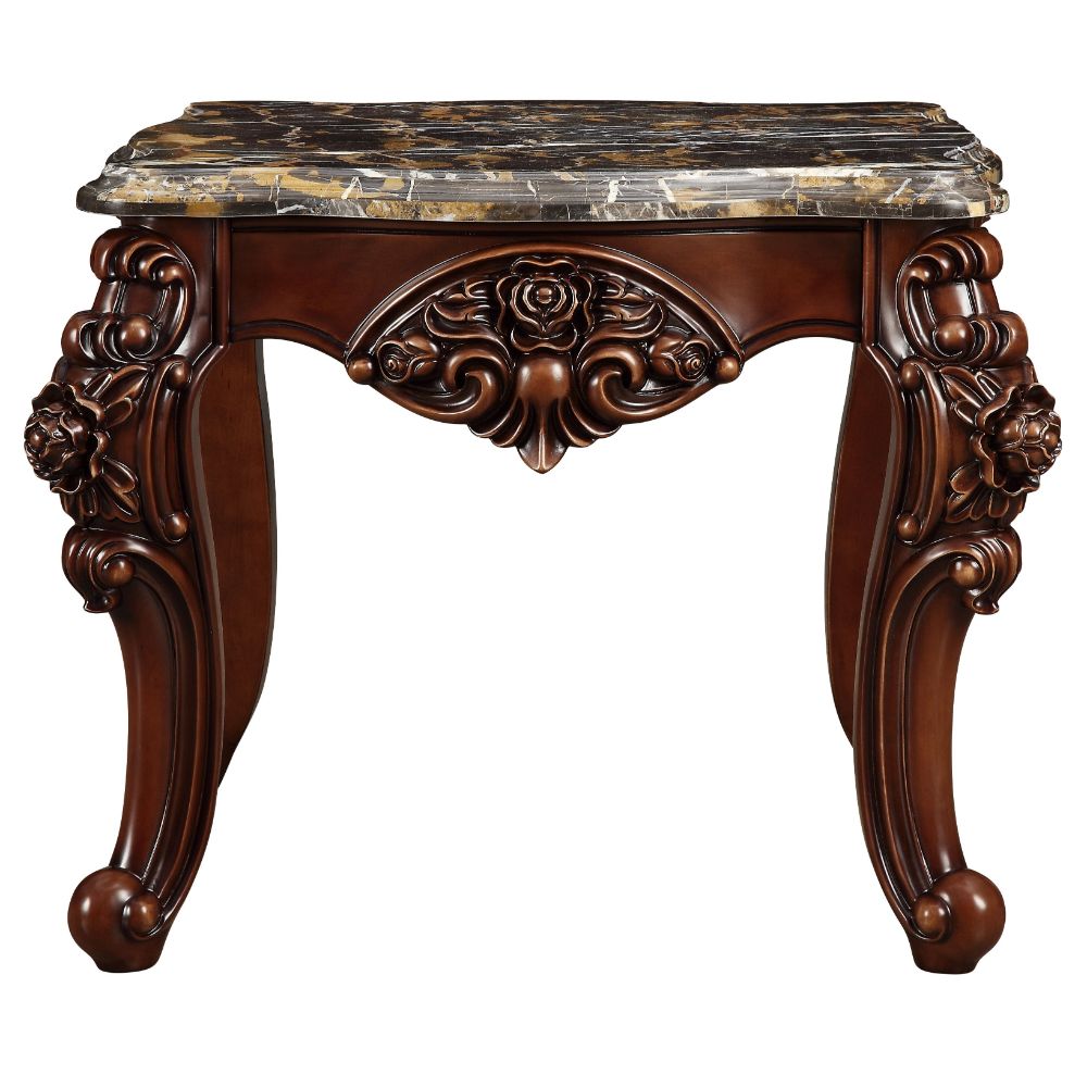 Forsythia End Table in Marble/Walnut - Ornate Home