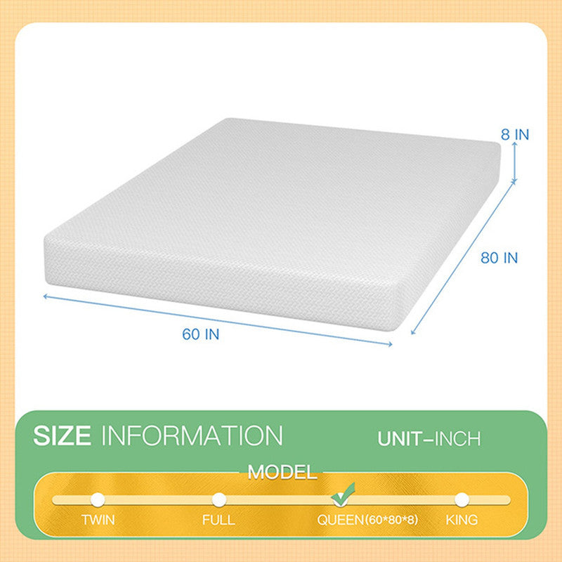 Forsythia White 8" Queen Green Tea Gel Memory Foam Mattress - Ornate Home