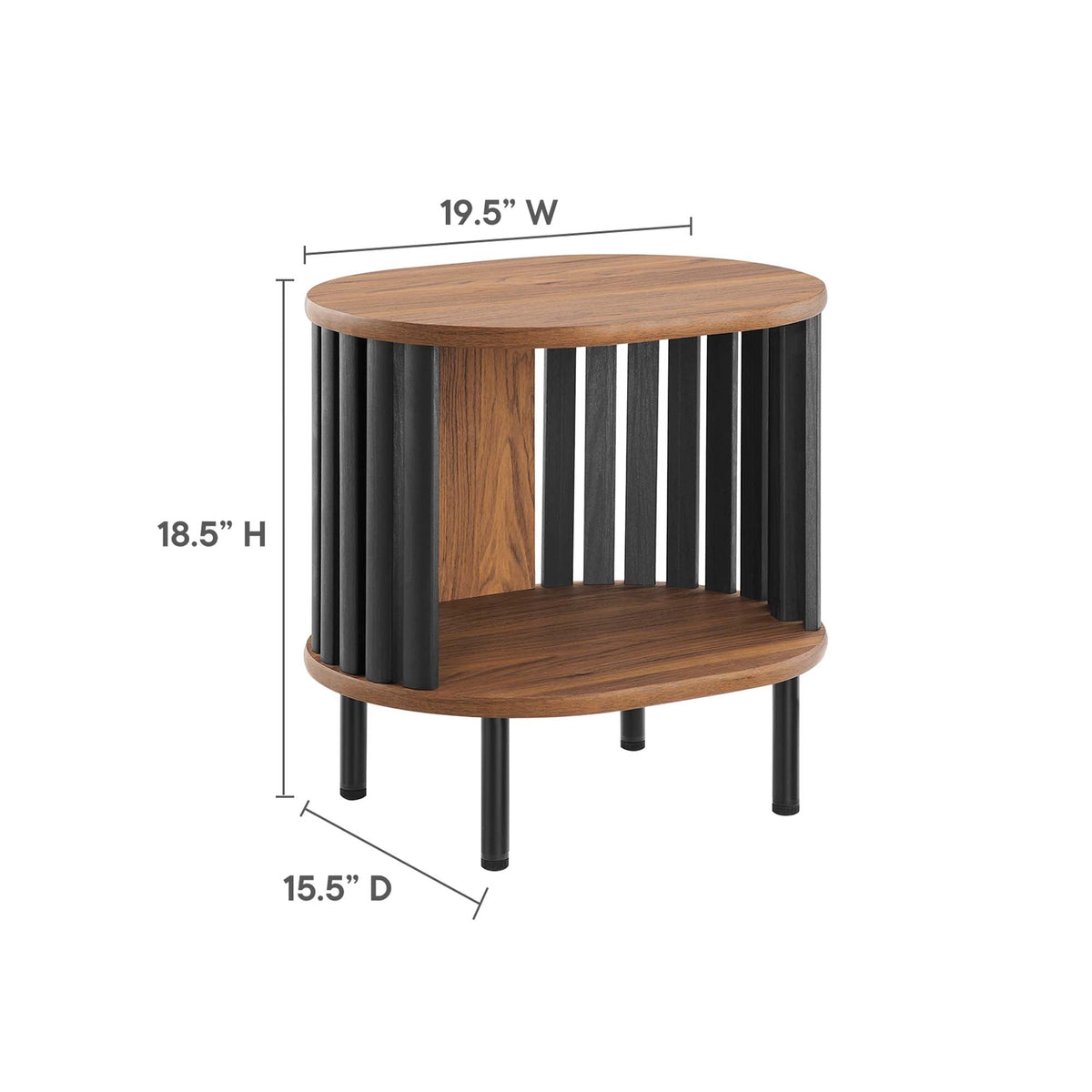 Fortitude Walnut/Black Side Table - Ornate Home