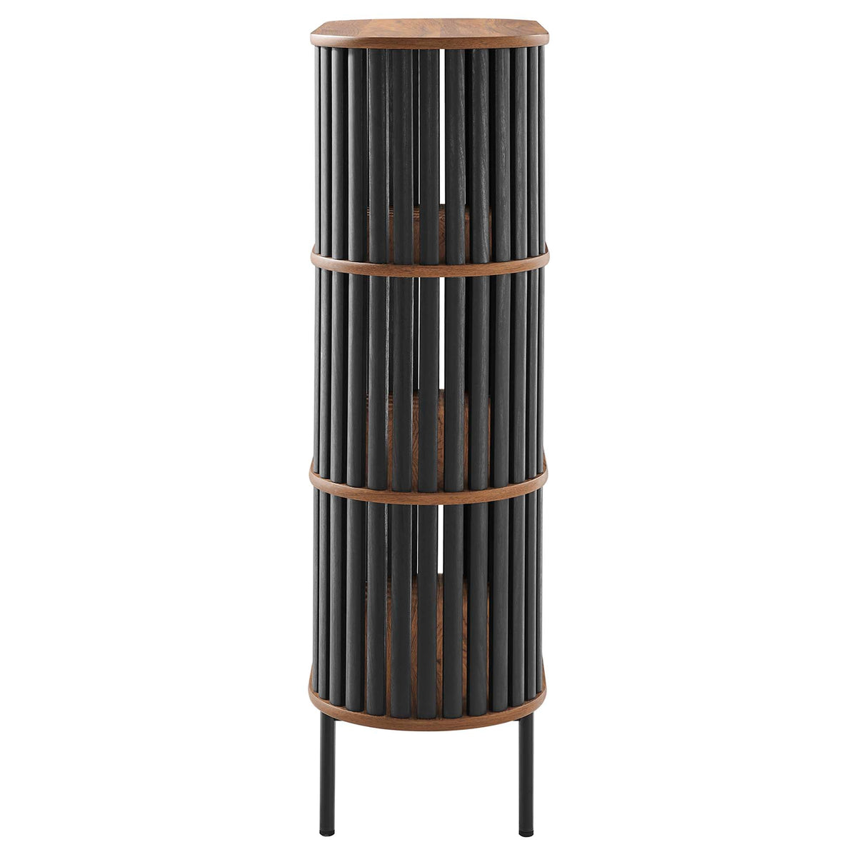 Fortitude Walnut/Black Three Tier Display Cabinet - Ornate Home