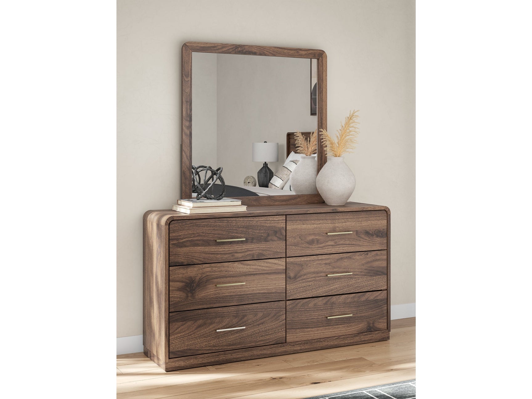 Fortlorn Walnut Brown Dresser and Mirror (Online Special Price) - Ornate Home
