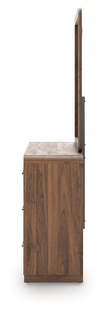 Fortlorn Walnut Brown King Panel Bed, Dresser, Mirror and Nightstand - Ornate Home