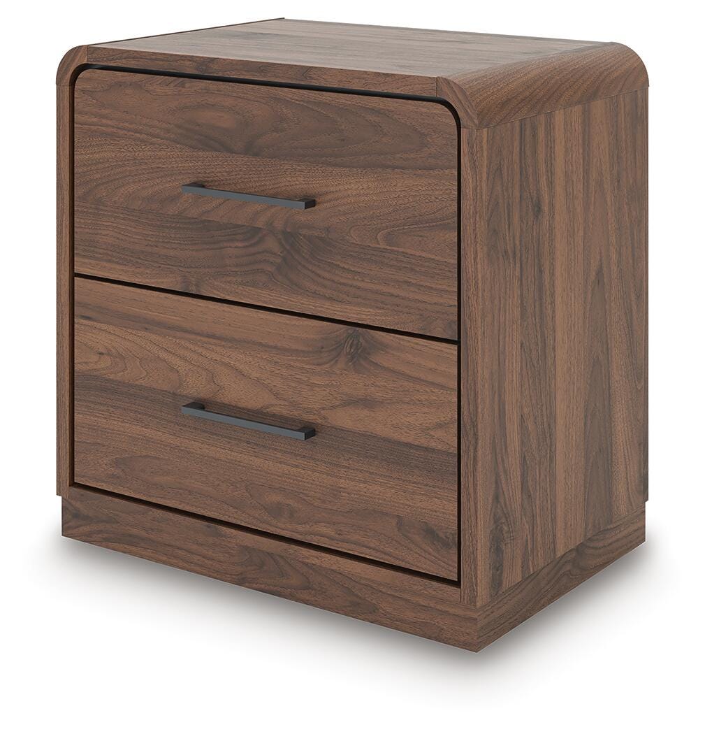 Fortlorn Walnut Brown King Panel Bed, Dresser, Mirror and Nightstand - Ornate Home