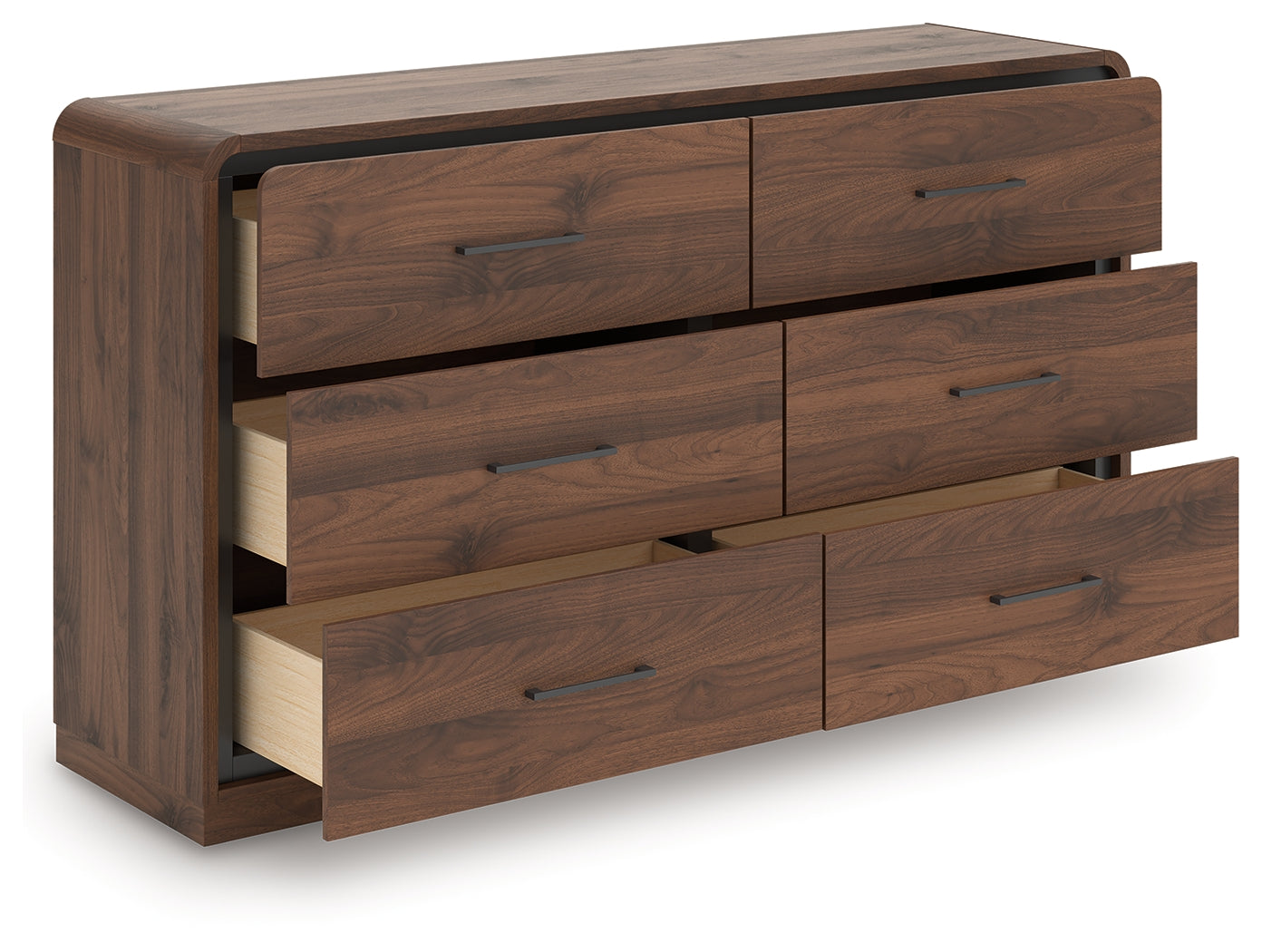 Fortlorn Walnut Brown King Panel Bed, Dresser and 2 Nightstands - Ornate Home