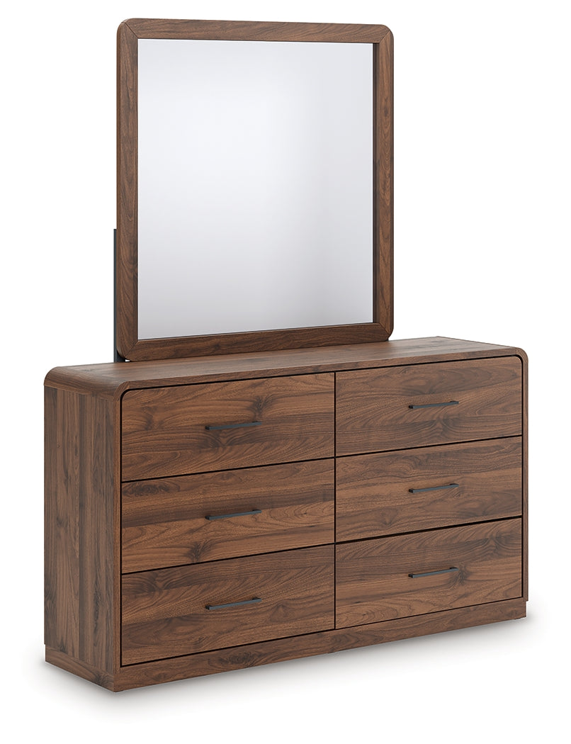 Fortlorn Walnut Brown Queen Panel Bed, Dresser, Mirror and Nightstand (Online Special Price) - Ornate Home