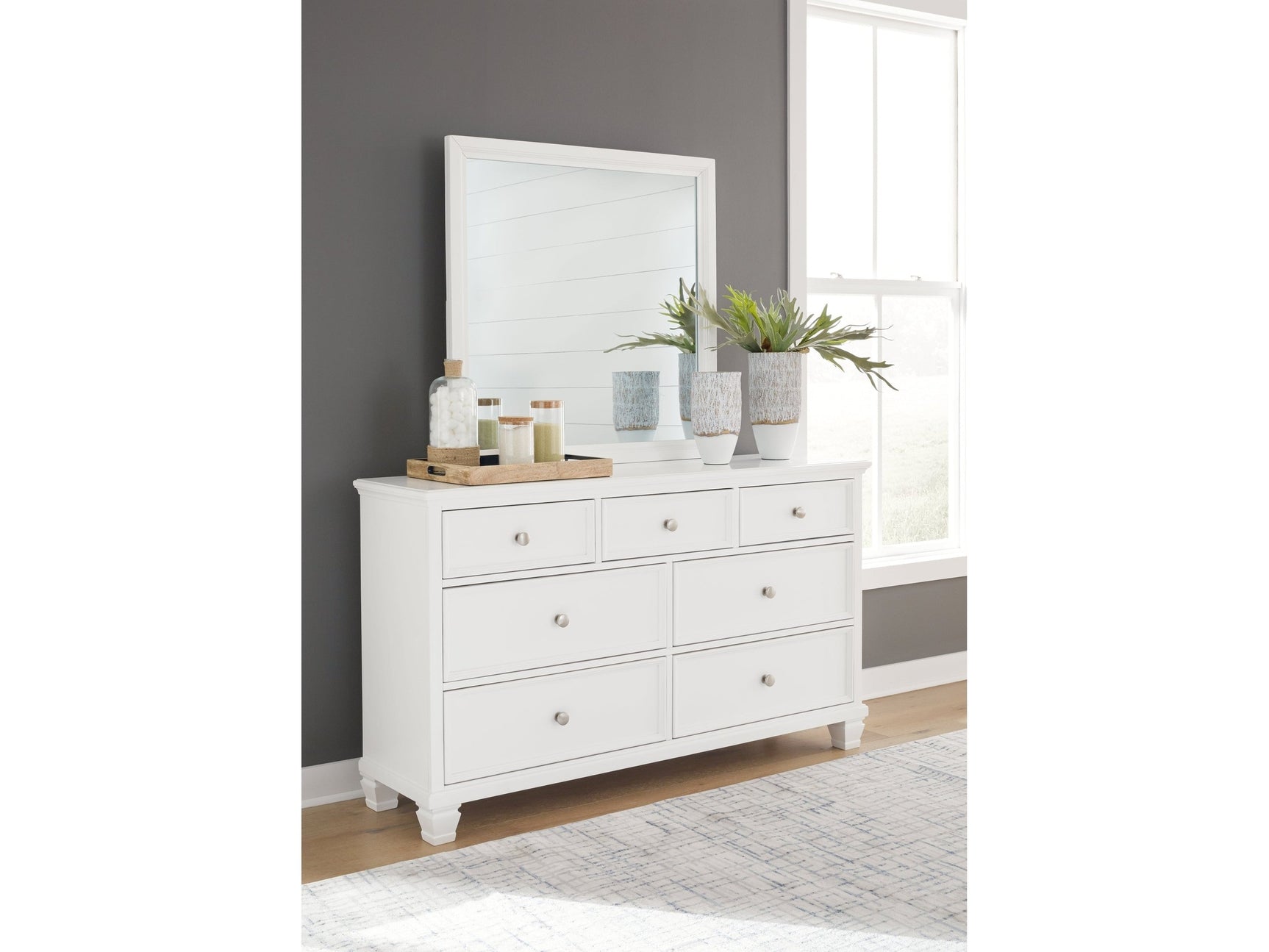 Fortman White Dresser and Mirror (Online Special Price) - Ornate Home