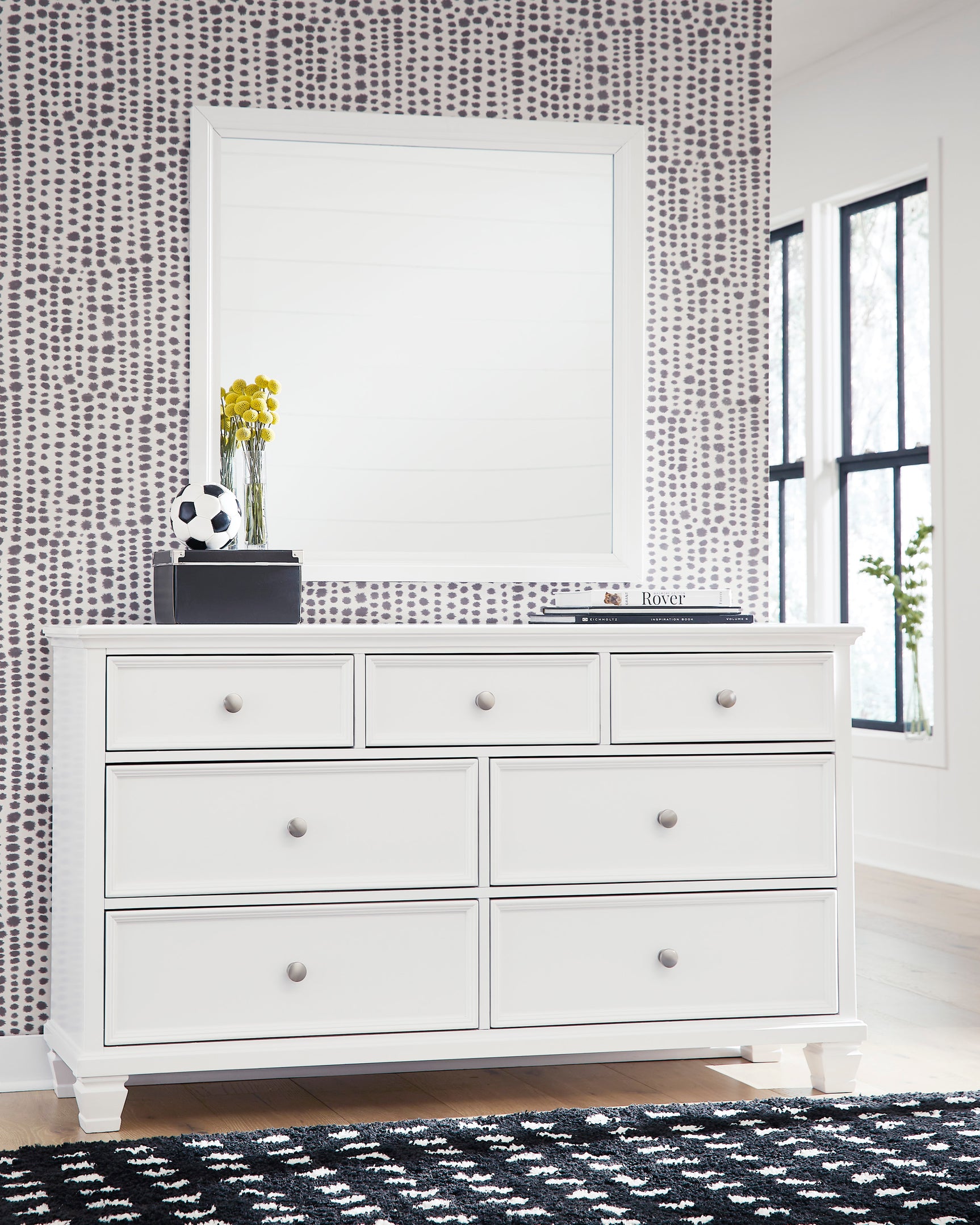 Fortman White Full Panel 5-Piece Bedroom Set - Ornate Home