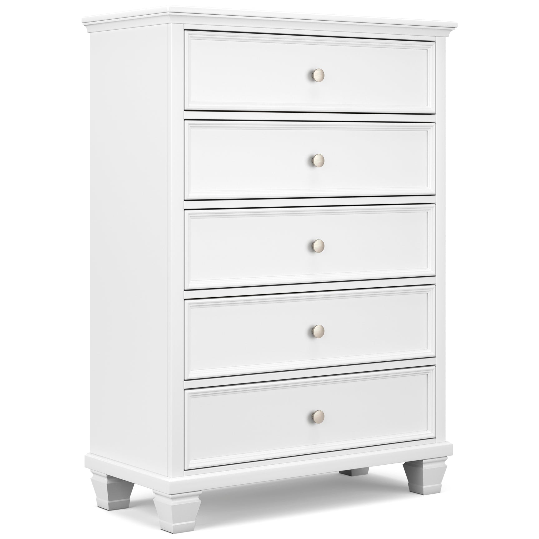 Fortman White Full Panel 5-Piece Bedroom Set - Ornate Home