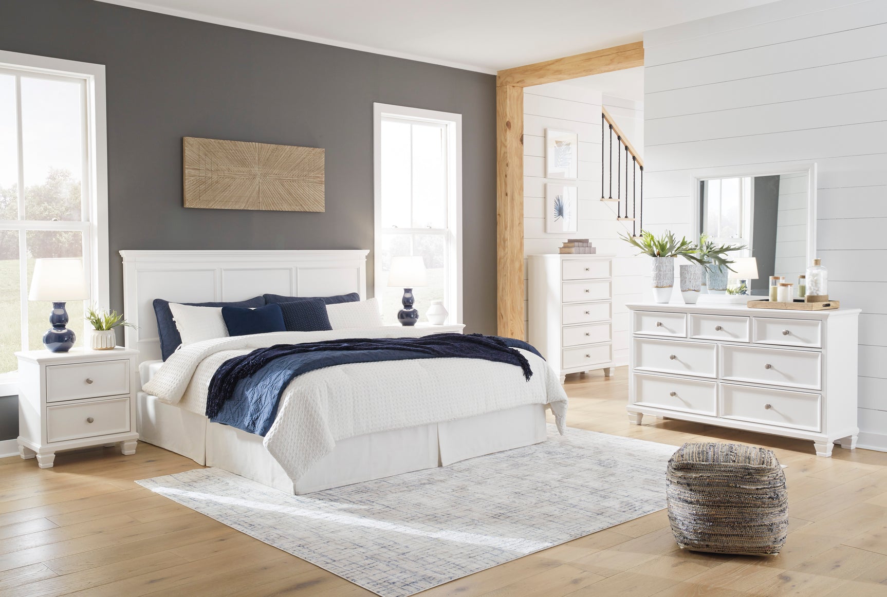Fortman White California King Panel 4-Piece Bedroom Set - Ornate Home