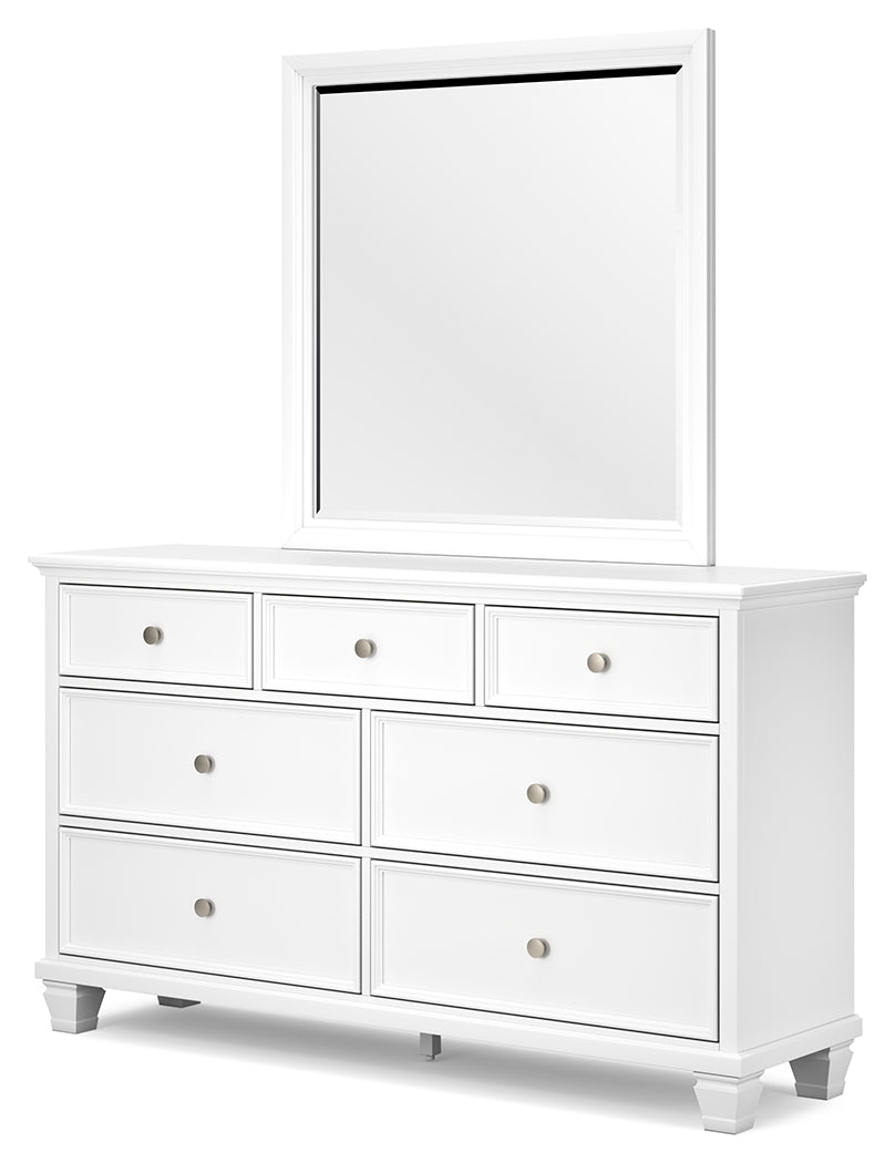 Fortman White Queen Panel Bedroom Set with Dresser, Mirror and Nightstand - Ornate Home