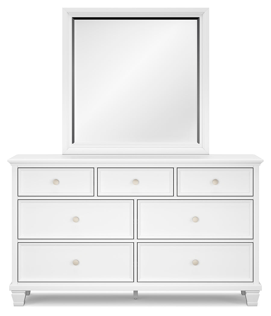 Fortman White Twin Panel Bed, Dresser and Mirror - Ornate Home