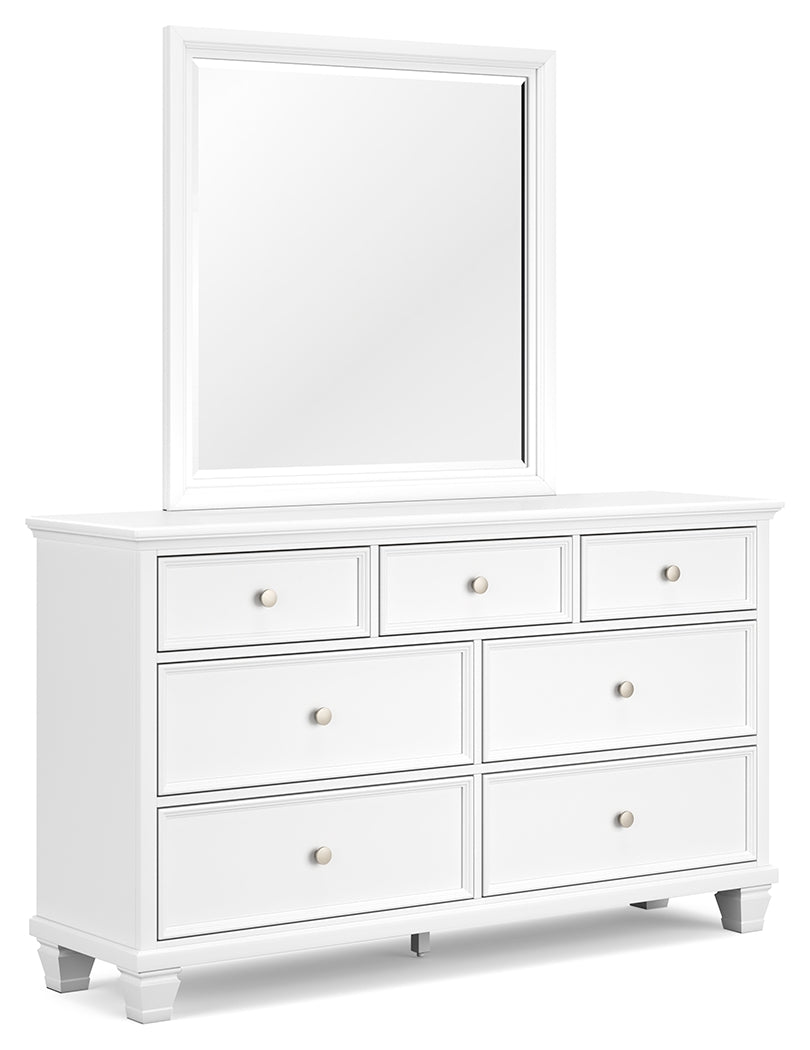 Fortman White Twin Panel Bed, Dresser and Mirror - Ornate Home