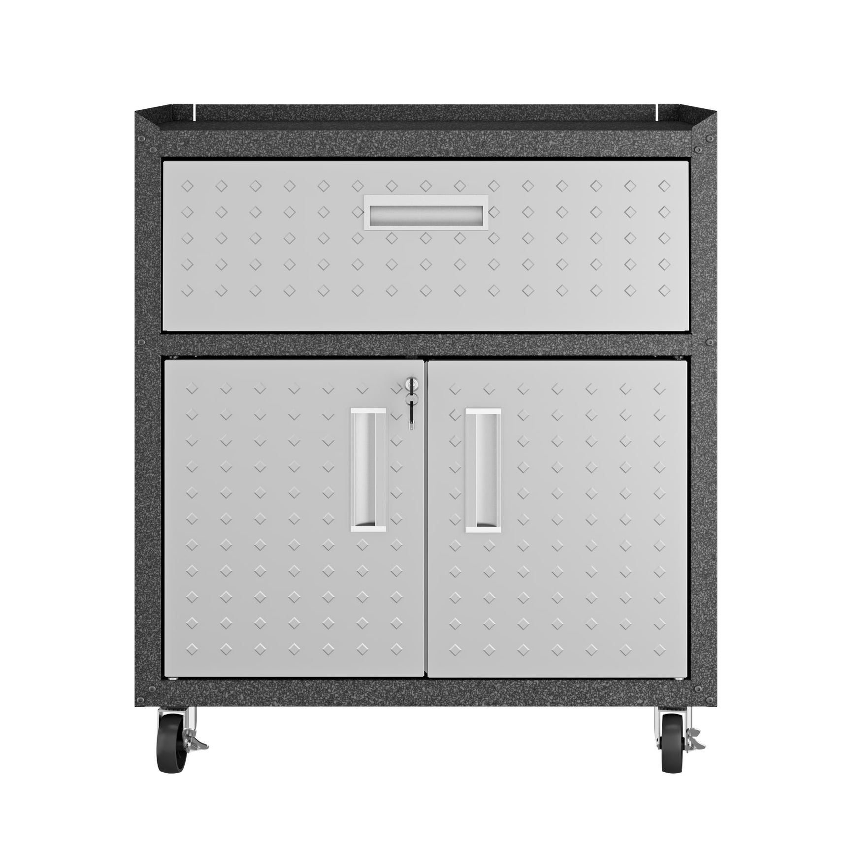 Fortress 31.5" Mobile Garage Cabinet with Drawer and Shelves in Grey - Ornate Home