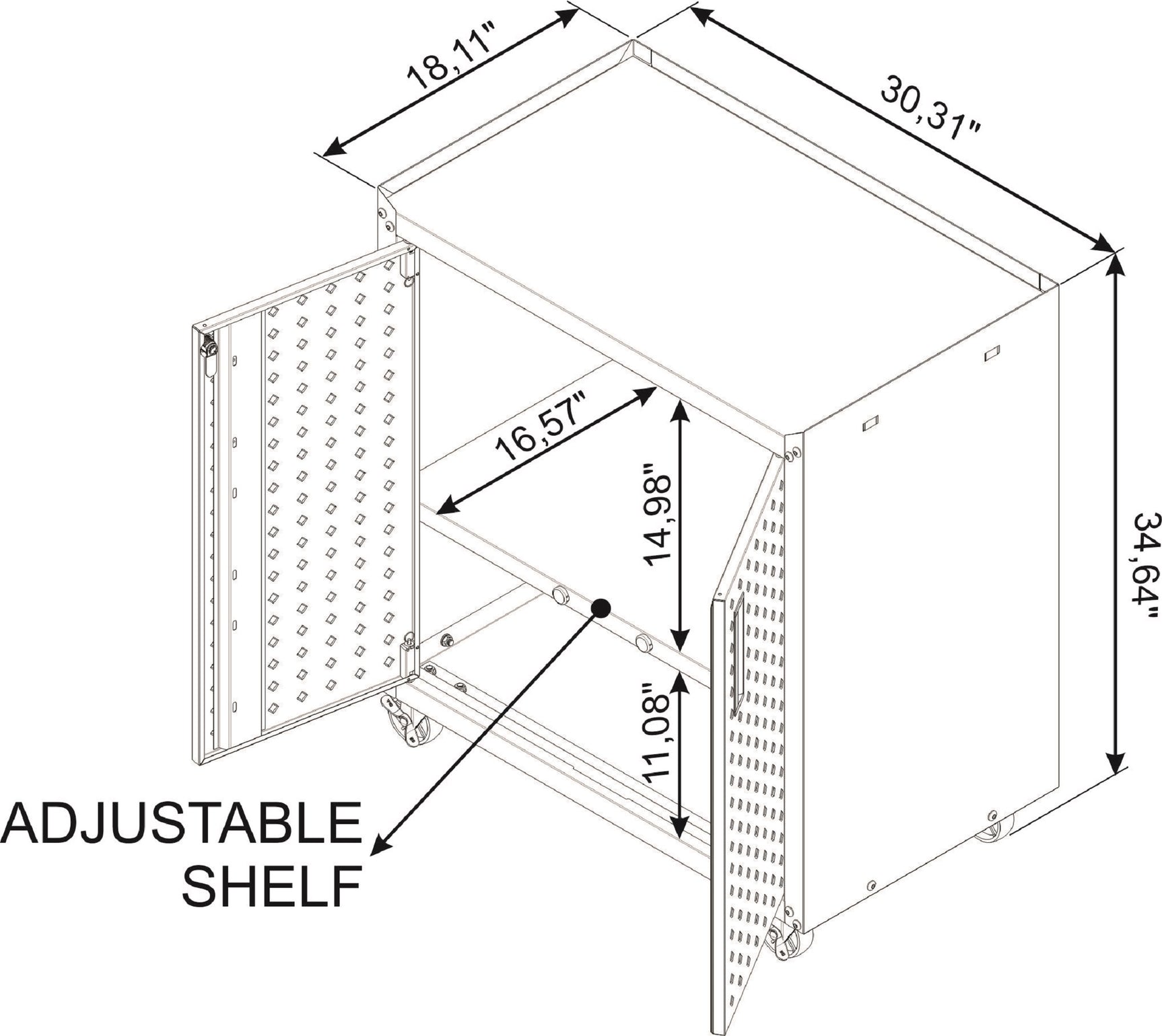 Fortress 31.5" Mobile Garage Cabinet with Shelves in Charcoal Grey - Ornate Home