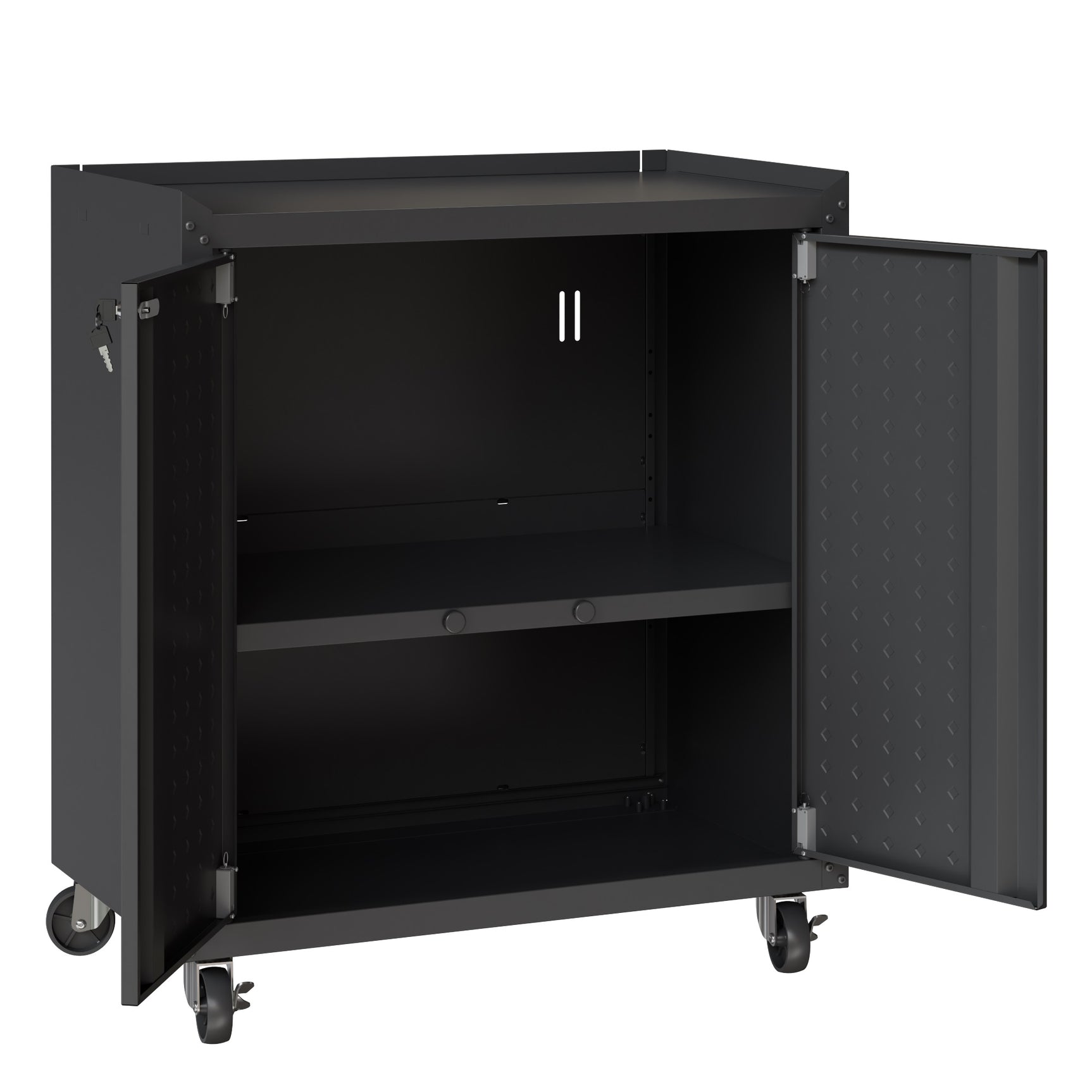 Fortress 31.5" Mobile Garage Cabinet with Shelves in Charcoal Grey - Ornate Home