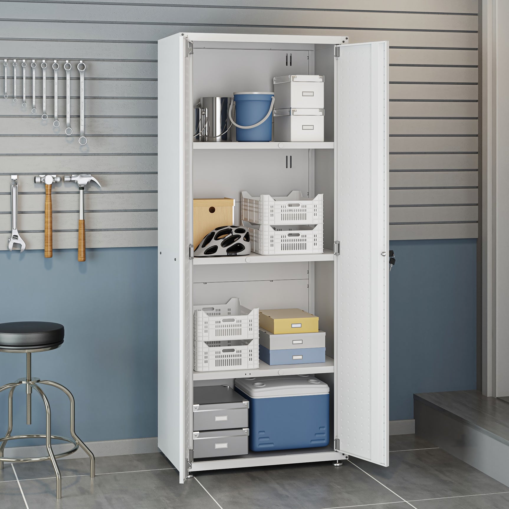 Fortress 6-Piece Garage Set in White - Ornate Home