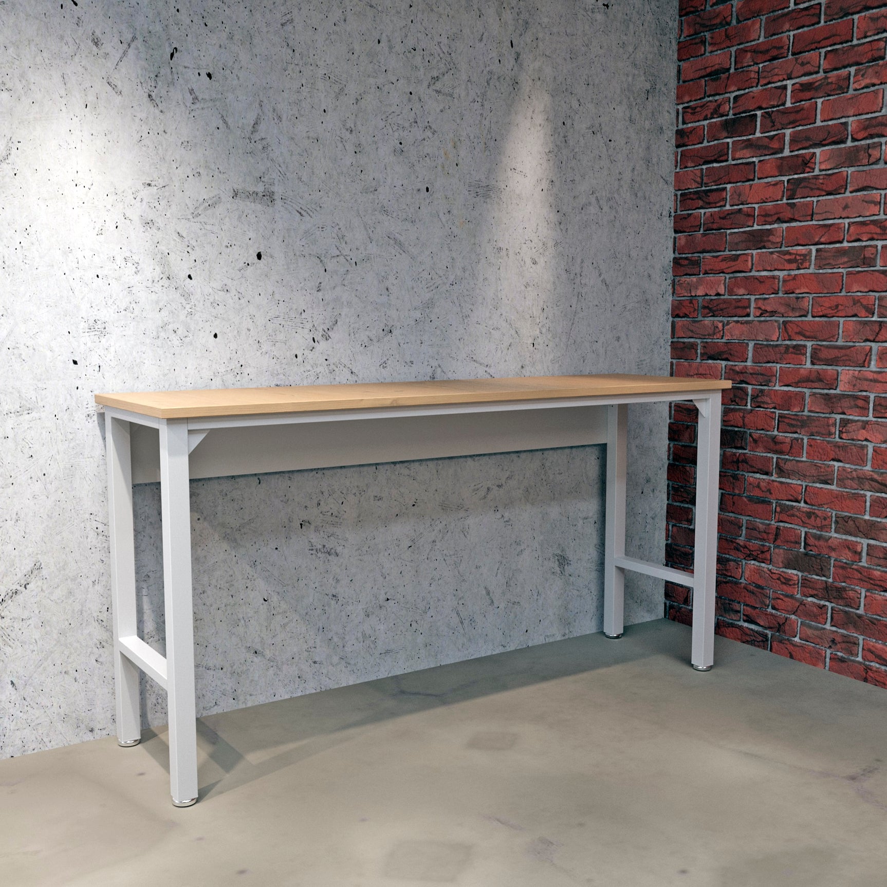 Fortress Natural Wood and Steel Garage Table in White - Ornate Home