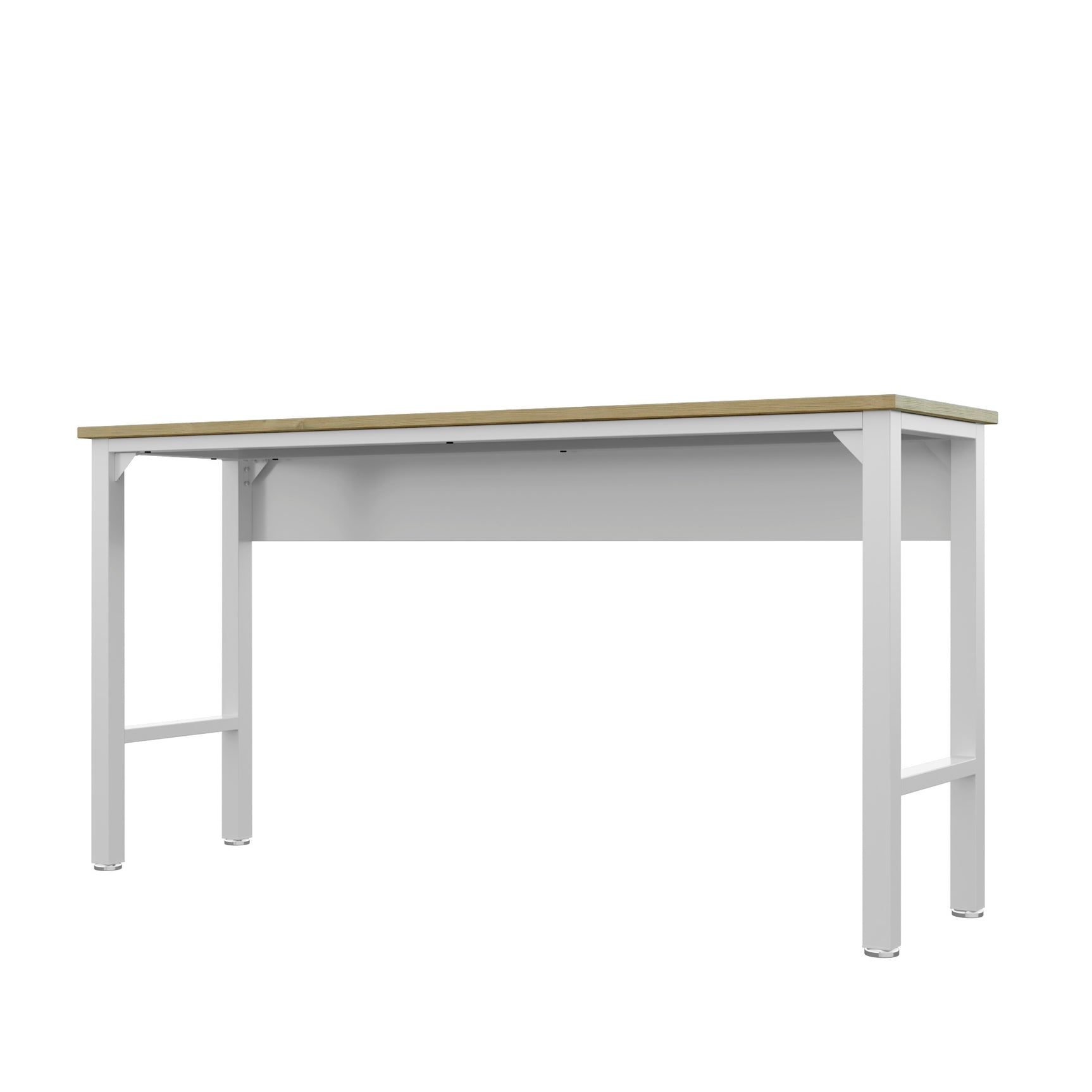 Fortress Natural Wood and Steel Garage Table in White - Ornate Home