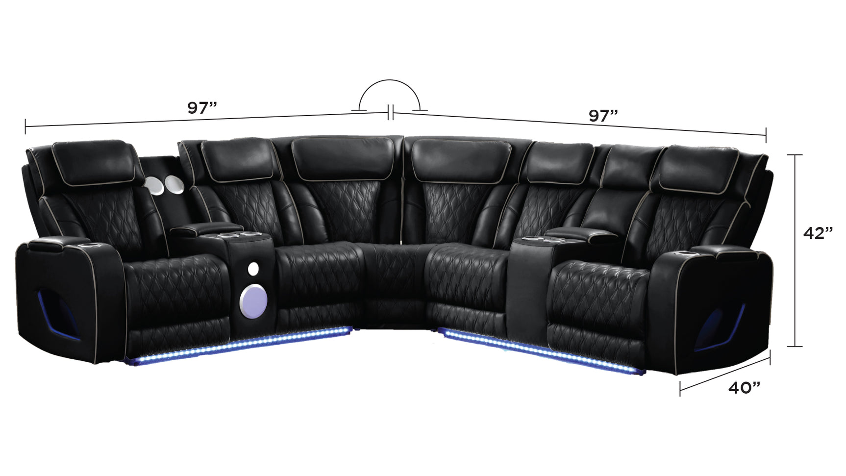 Fortuner Black Sectional - Ornate Home