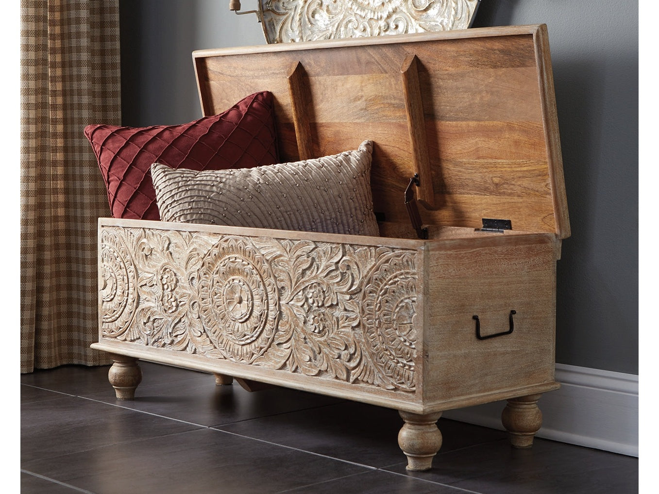 Fossil Ridge Beige Storage Bench - Ornate Home