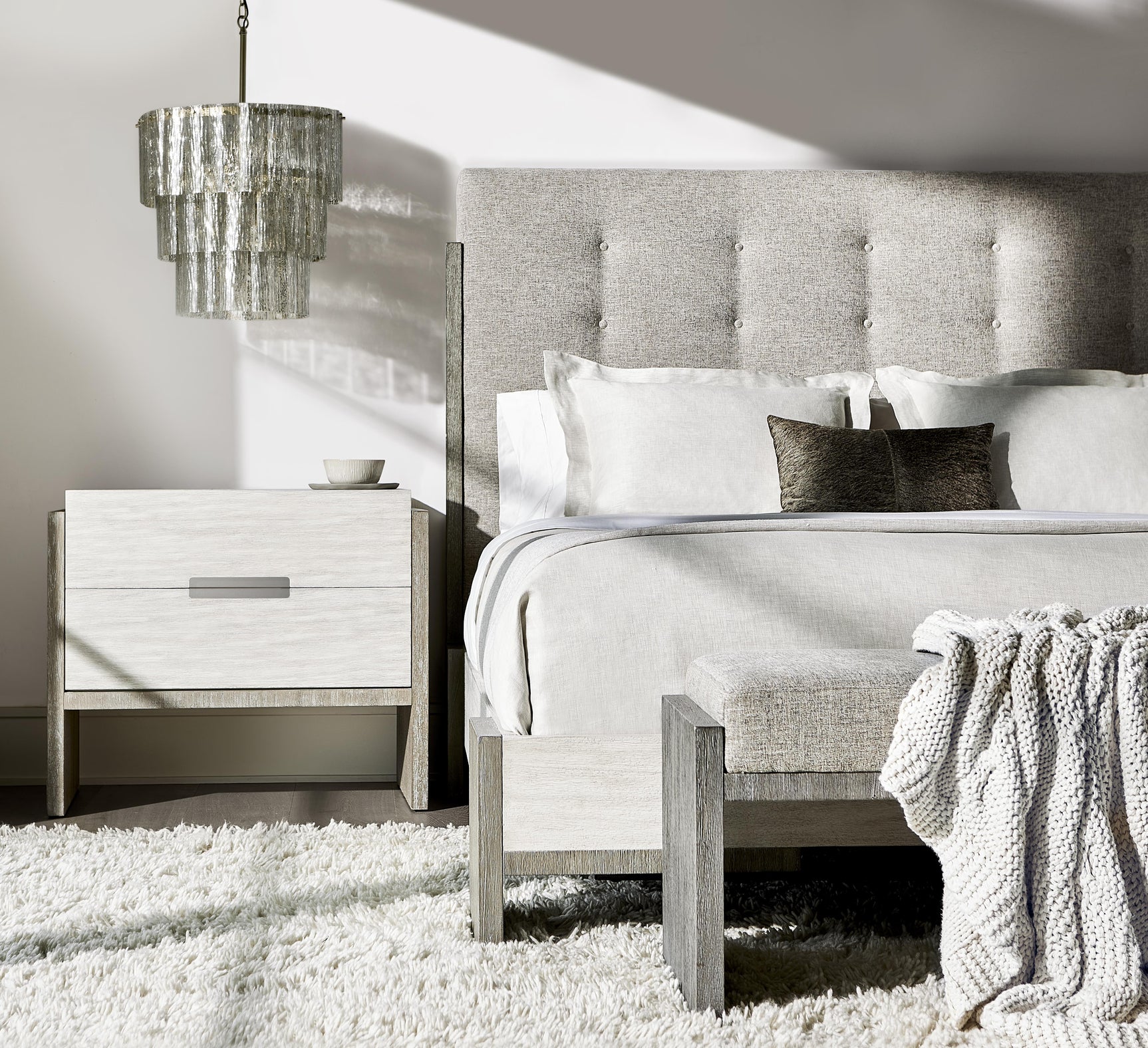 Foundations Light Shale/Linen Nightstand - Ornate Home