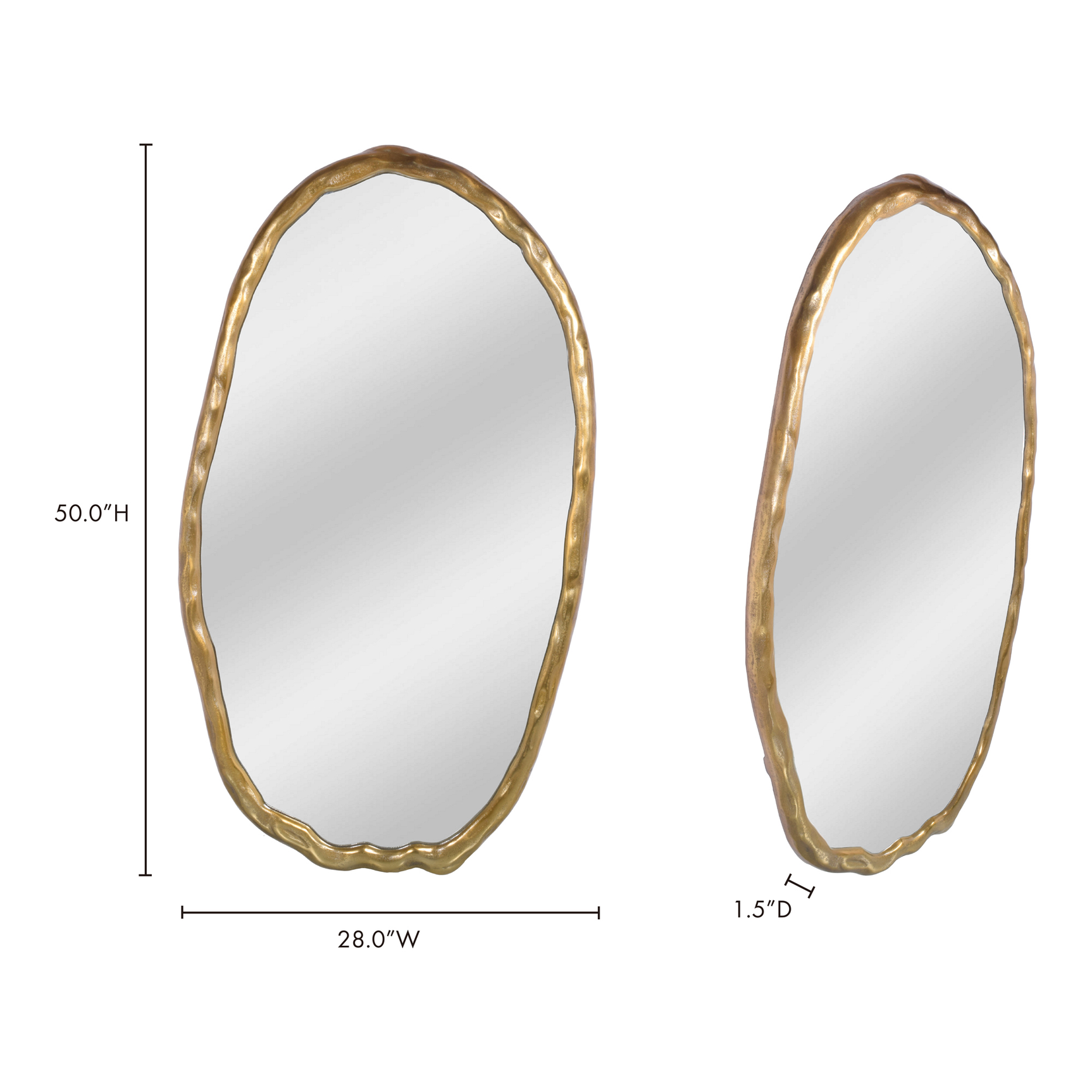 Foundry Gold Oval Mirror - Ornate Home